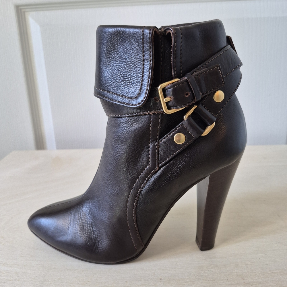 Miu Miu Dark Brown Leather Ankle Boots